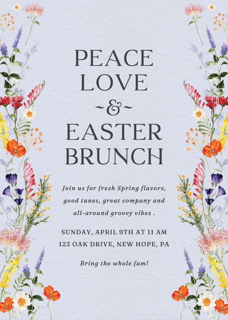 Wildflowers Brunch & Lunch Invitation Template (Free) Greetings Island